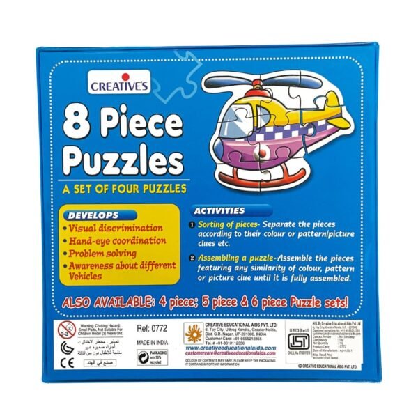 Creative\'s 8 Pieces Puzzle | Educational Jigsaw | Fun With Learning Toy Game | Air Transport 8 Piece Puzzles | Knowledge Of Air Transport (Fighter Plane, Hot Air Balloon , Helicopter & Airplane) Game For Kids 3 & Up - Image 3