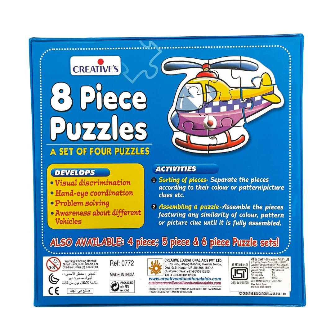 Creative\'s 8 Pieces Puzzle | Educational Jigsaw | Fun With Learning Toy Game | Air Transport 8 Piece Puzzles | Knowledge Of Air Transport (Fighter Plane, Hot Air Balloon , Helicopter & Airplane) Game For Kids 3 & Up - Image 3