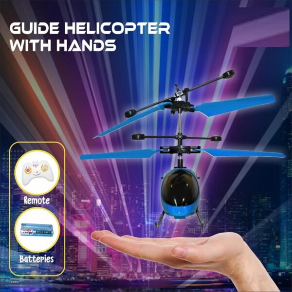 Toyshine Remote Control 2 Channel Helicopter inbuilt with Hand Sensor USB Charging Tornado Infrared Induction 3D Lights Toy for Kids 8+Years (Blue) - Image 6
