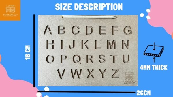 Wooden Alphabet Tracing Board for Kids 2+ Years| Handwriting and Learning Slates for Children| with Tracing Pencil|Educational Toy for Writing Practice for Preschoolers (Alphabet Capital) - Image 5