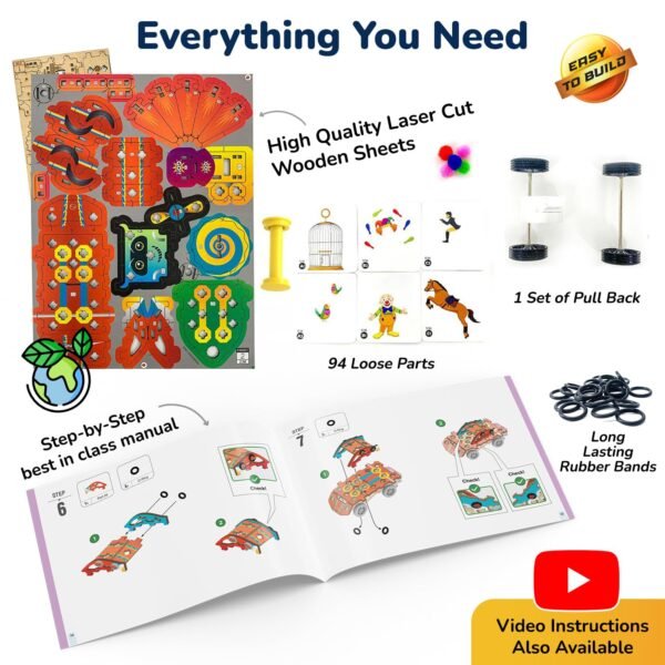 Smartivity 20in1 Spin-n-Go Kit for Kids Ages 6-7-8-9-10-11-12 I Build a Moving Robot, CAR, Airplane & More I Birthday Gifts for Boys & Girls | DIY Science Toy for Kids 6-12 Years Old,multicolor - Image 6