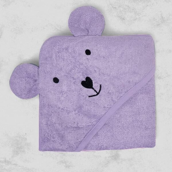 THEONI Hooded Bamboo Towel for Kids – Ultra Soft & Super Absorbent Cotton Towel, Breathable and Skin-Friendly, Perfect for Newborns, Infants, and Toddlers, 85x85 cm, 400 GSM (Purple) - Image 4
