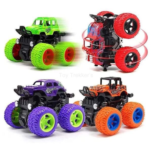 Monster Truck for Boys 2-7 Years Old, 360 Degree Stunt Push Go Truck, Friction Powered 4WD Car Toys, Durable High Density Alloy, Non- Slip Tyres for Toddlers Kids Gift (Pack of 2) - Image 5