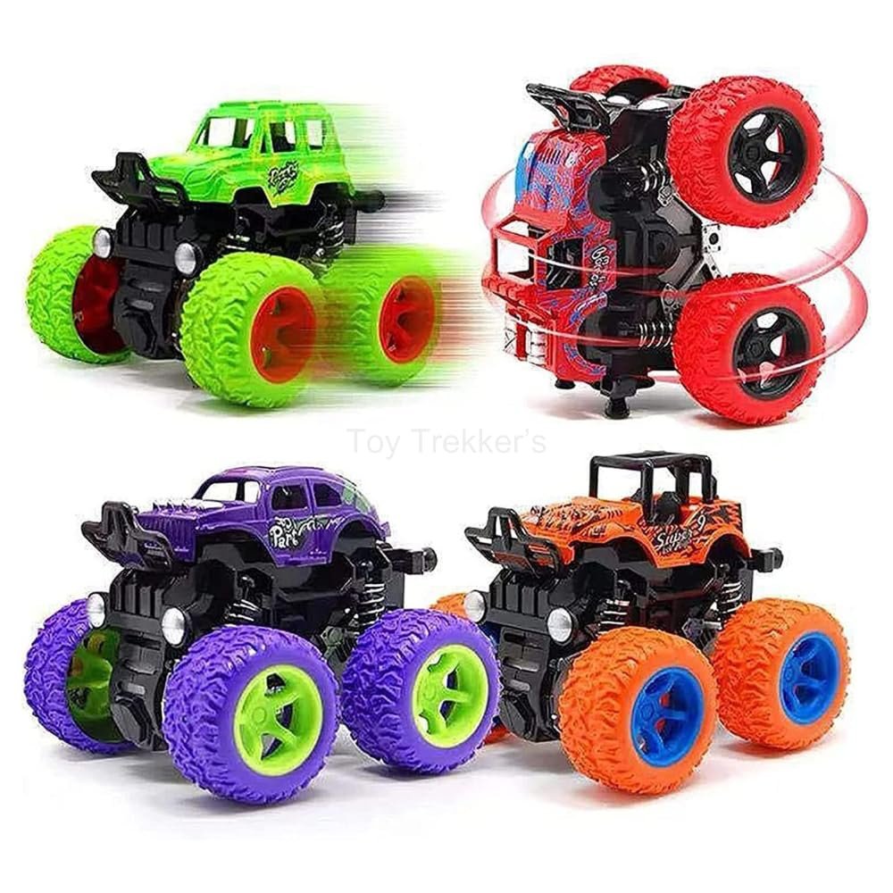 Monster Truck for Boys 2-7 Years Old, 360 Degree Stunt Push Go Truck, Friction Powered 4WD Car Toys, Durable High Density Alloy, Non- Slip Tyres for Toddlers Kids Gift (Pack of 2) - Image 5