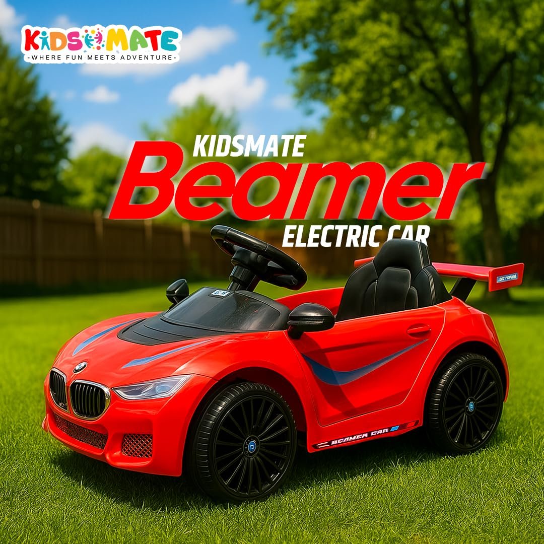 Kidsmate Beamer Electric Car for Kids Aged 1-3 Years | Battery Car for Kids with 6V Rechargeable Battery, Remote Control, Swing Function, Bluetooth Music Player & LED Lights | Up to 25 kg Capacity - Image 2