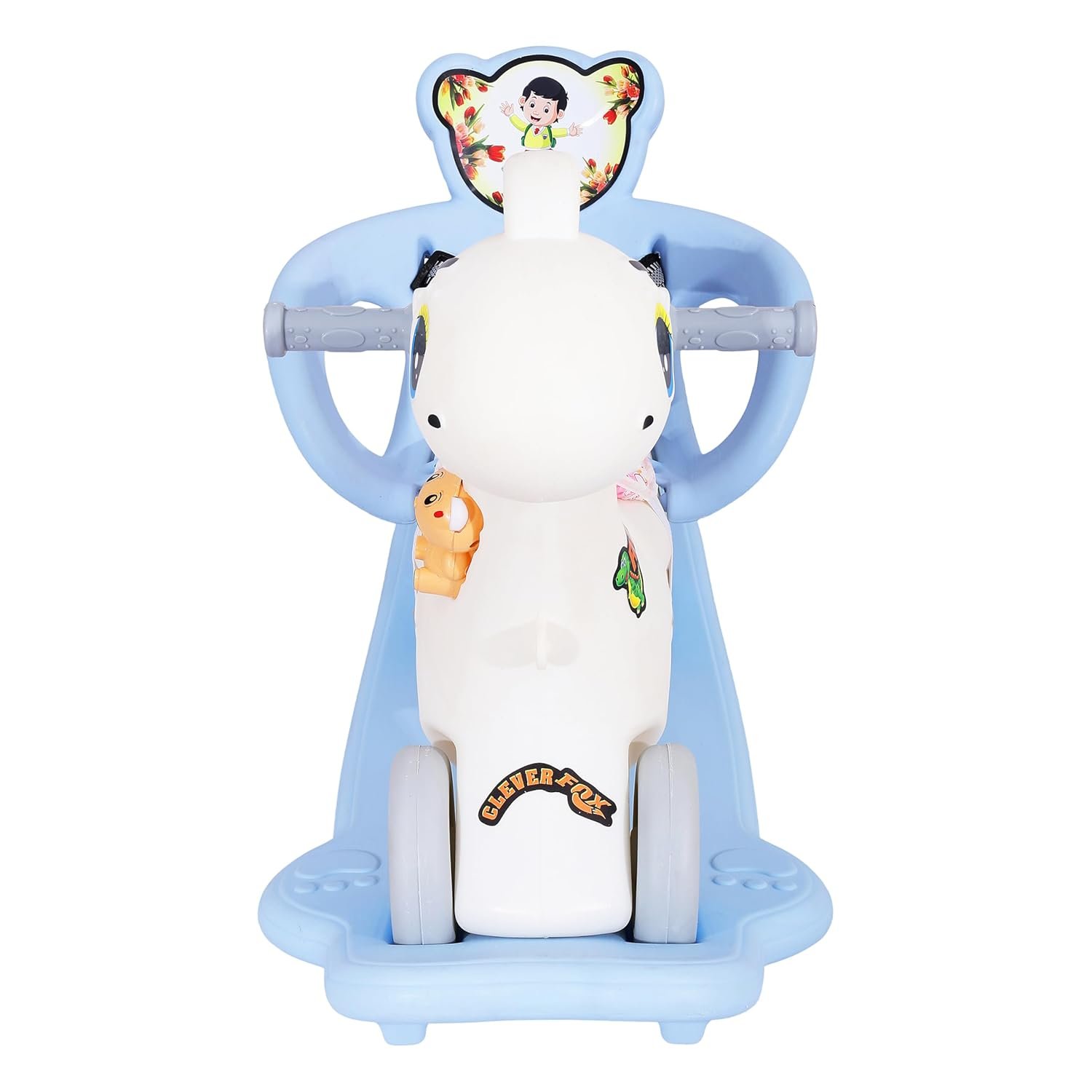 KURB 3-in-1 Ride-on Horse and Rocker for Kids | Multi-Functional | Age 12 Months - 4 Years | Sturdy and Durable | Safety Belt | Child-Safe Plastic (White) - Image 4