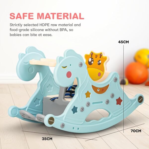 Baybee Baby Rocking Horse for Kids, Baby Swing Chair for Kids, Plastic Swing Horse Ride-on Toy for Kids- Baby Rocking Chair for Kids Indoors Outdoors for 1 to 3 Years Boy Girl (Blue) - Image 2