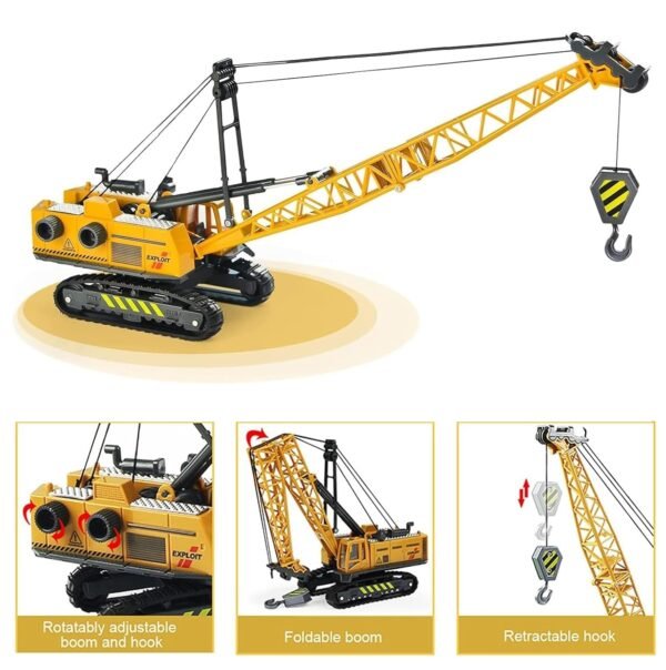 Unbreakable Friction Power Crane Toy With Cable 360 Degree Rotating Towing Pull Back Vehicles Construction Truck Toy For 3+ Years Old Kids Boys Girls,Multicolor - Image 4
