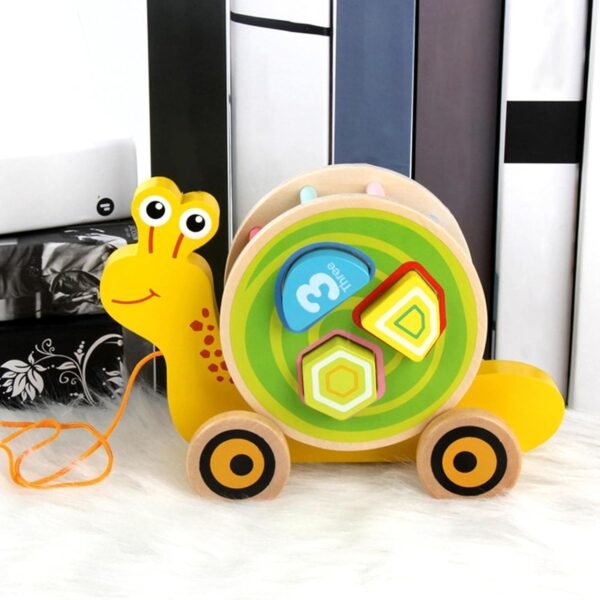 bnf® Wooden Trailer Toy Creative for Kids Age 0-3 Years Snail Baby | Toys for Baby | Developmental Baby Toys - Image 5