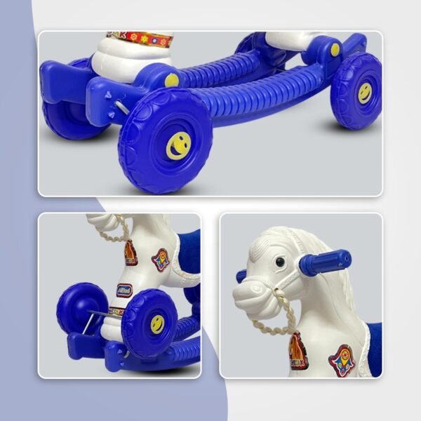 Baby Horse Rider for Kids 1-3 Years Birthday Horse Rider Horse 2-in-1 Rocker/Ride-On Toy for Kids Chetak Ride on & Wagons - Blue White - Image 4