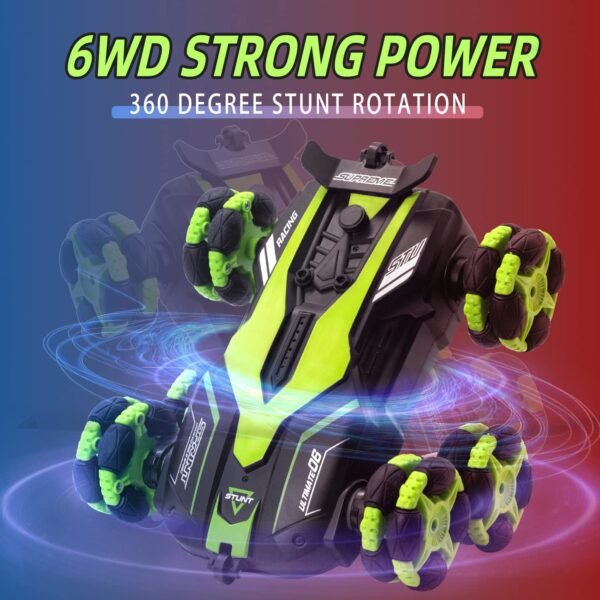 6 Wheel Remote Control Car 2.4G Off-Road RC Monster Truck Double Sided Stunt Car 360° Rotating Twisting Drift Car Toy for Kids Boys Girls 3-8 Year Old (Multicolor) - Image 3