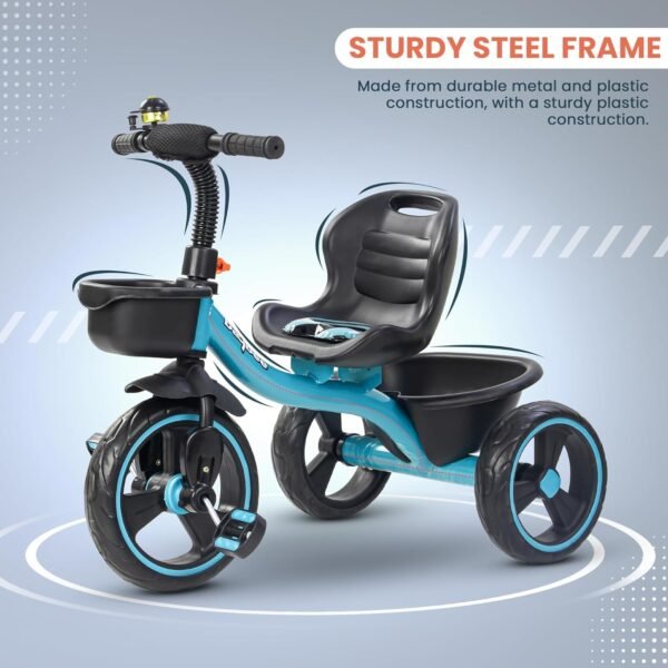 Baybee TRIGx Baby Tricycle for Kids | Smart Balanced Baby Trikes with Comfort Seat, Front & Back Storage Baskets & Eva Wheels | Children Bicycle for Kid | Kids Cycle for 2-5 Years Boy Girl (Blue) - Image 6