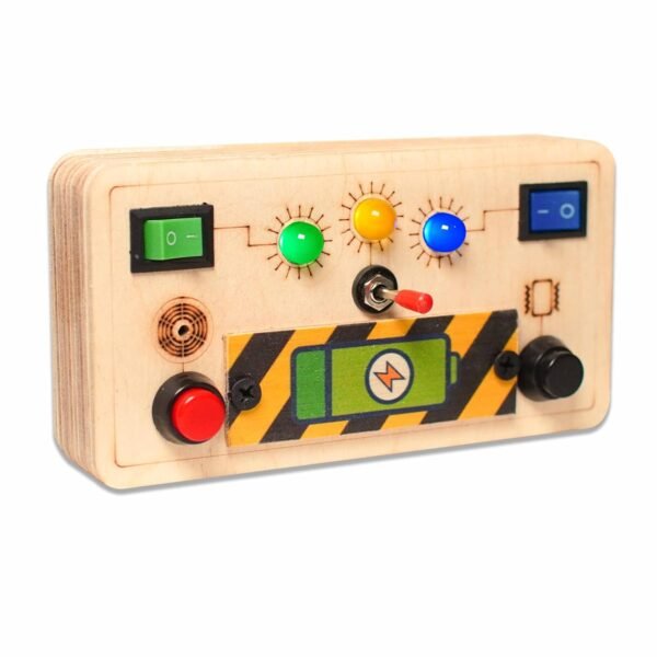 Toys Montessori Buzz Lite Busy Board with LED Light Switch, Wooden Sensory Toy for Toddlers & Kids 1-6 Years, Develops Hand-Eye Coordination for Boys & Girls - Image 4