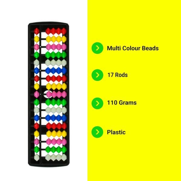Abacus – 17 Rods Student Abacus-Multi Colour Beads | Mathematic Counting Toy for Kid’s| Mind Games | Birthday Gift’s for Boys and Girls|Memory| Creativity Toys| - Image 3