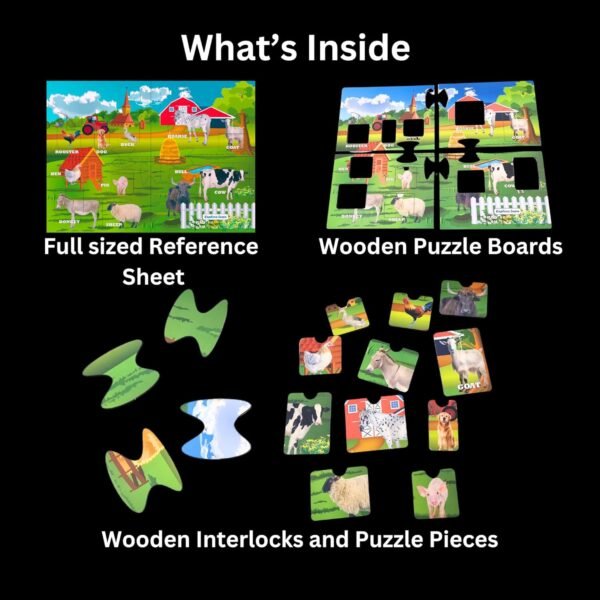 Wooden Farm Animal Puzzle for Kids 3-6 Years | 18 Pieces Farm Animals Educational Wood Toddler Puzzle | Birthday Gift Kids Toys for 2-5 Years | Real Farm Animals - Image 2