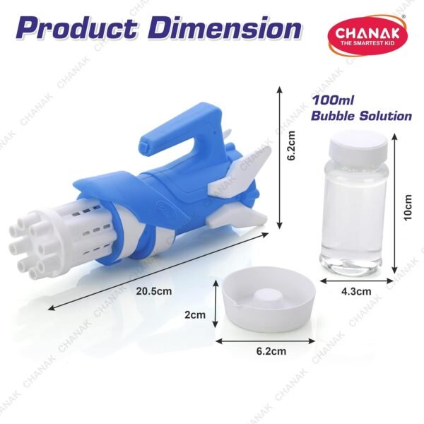 Chanak Gatling Bubble Gun for Kids, 8- Hole Bubble Gun Toy for Kids Above 3 Years, Bubble Machine for Indoor & Outdoor Play, 100% Safe & Skin Friendly (Bubble Solution Included), BIS Approved - Image 2