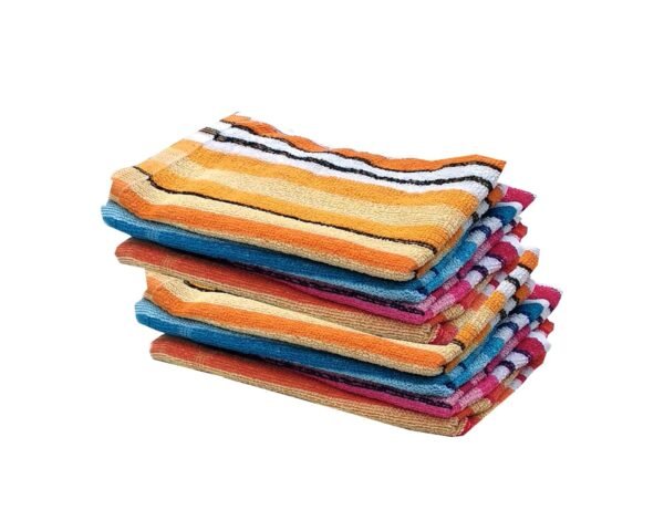 Sparkle Cotton Thin Check Print Hand and Face Towel (Multicolour) - Set of 6 - Image 2