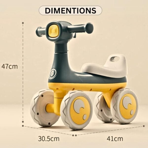 Baby Balance Bike Ride-On Toy with LED Headlight, Musical Feature, 4 Wheels, Safe and Fun Indoor/Outdoor Bike for Kids, Ages 1-3 Year (RED/White) - Image 2