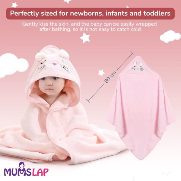 Hooded Baby Towel-Premium Soft Baby Bath Towel for Bathtub for Newborn,Infant-Ultra Absorbent,Natural Baby Stuff Towel for Boys and Girls(Elephant,Bear)(Kitty)|Polyester Blend,300 TC - Image 2