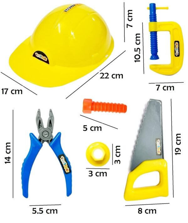 Amitasha Mechanics Helmet Tools Kit Toys for Kids Pretend Play Construction Toy for Boys Girls 3 4 5 6 Years Old Automobile Toolkit for Kids - (Pack of 14 Tools) - Image 3