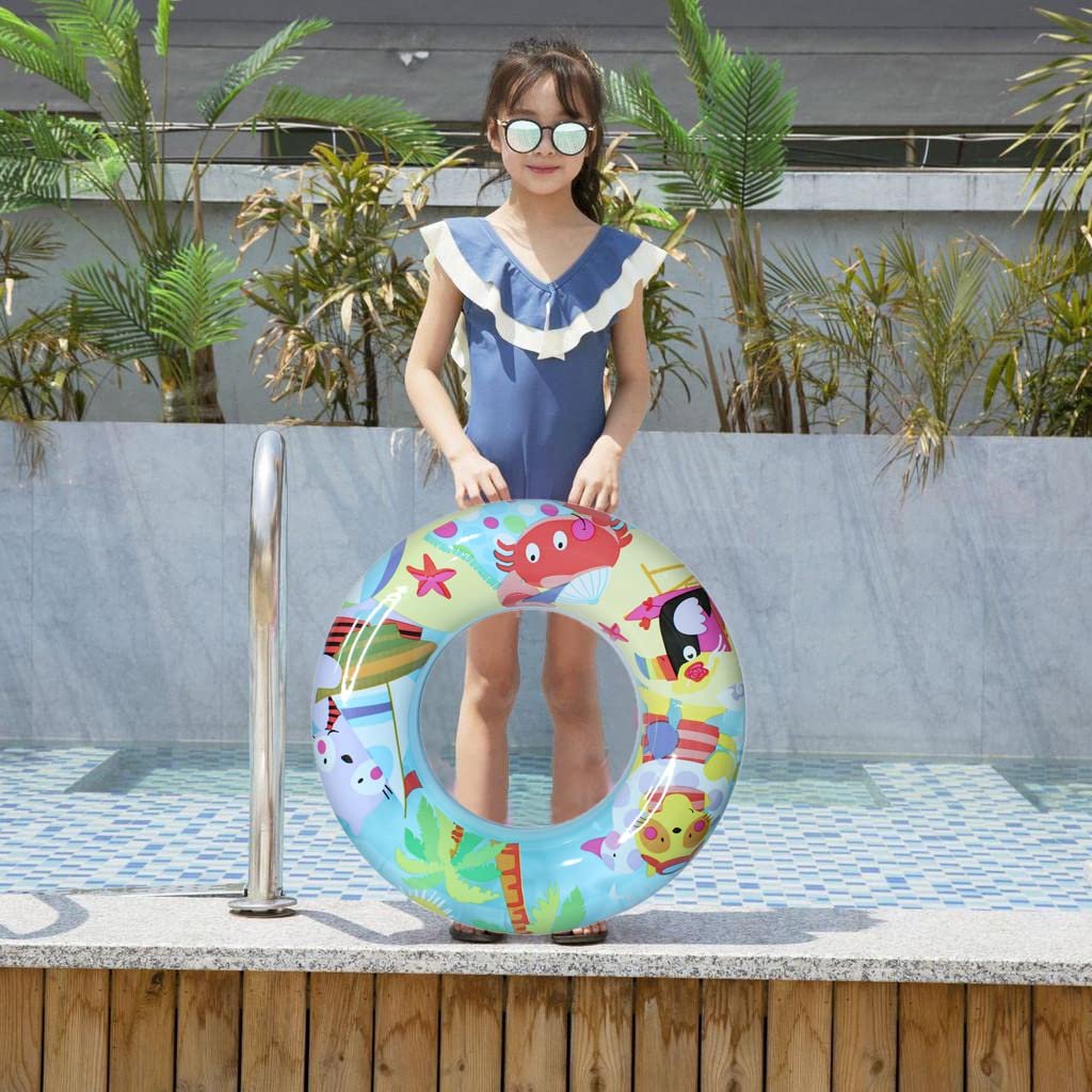 Prime Cartoon Print Inflatable Swim Ring Blow Up Floating Tube Cartoon Design Raft Tube for Swimming Pool/Beach for Kids 3-8 Years Pack of 1 ((M1 Random Color & Design)) - Image 4