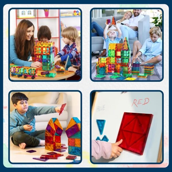 Wembley Magnetic Tiles for Kids|Magnetic Building Blocks for Kids 3 4 5 6 7 8 Yrs|Constructing&Creative Learning Educational Brain Toys|STEM Learning Kit Magnetic Toys (16 Pcs),Multicolor - Image 5