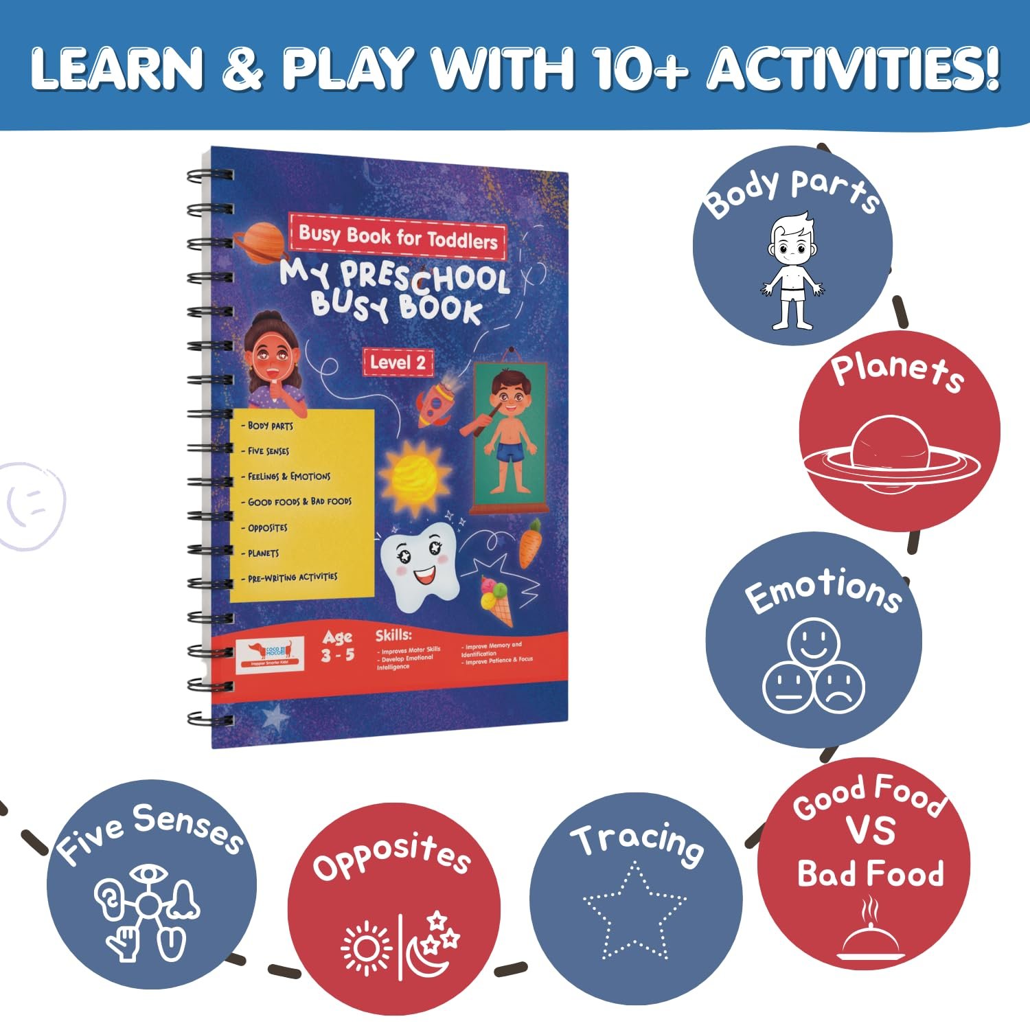 CocoMoco Kids Combo Pack of Montessori Busy Books for Toddlers Level 1 and 2 - Quiet Book for Kids, Learning Toys for 2-5 Year Olds, Preschool Birthday Return Gift for Kids - Image 3