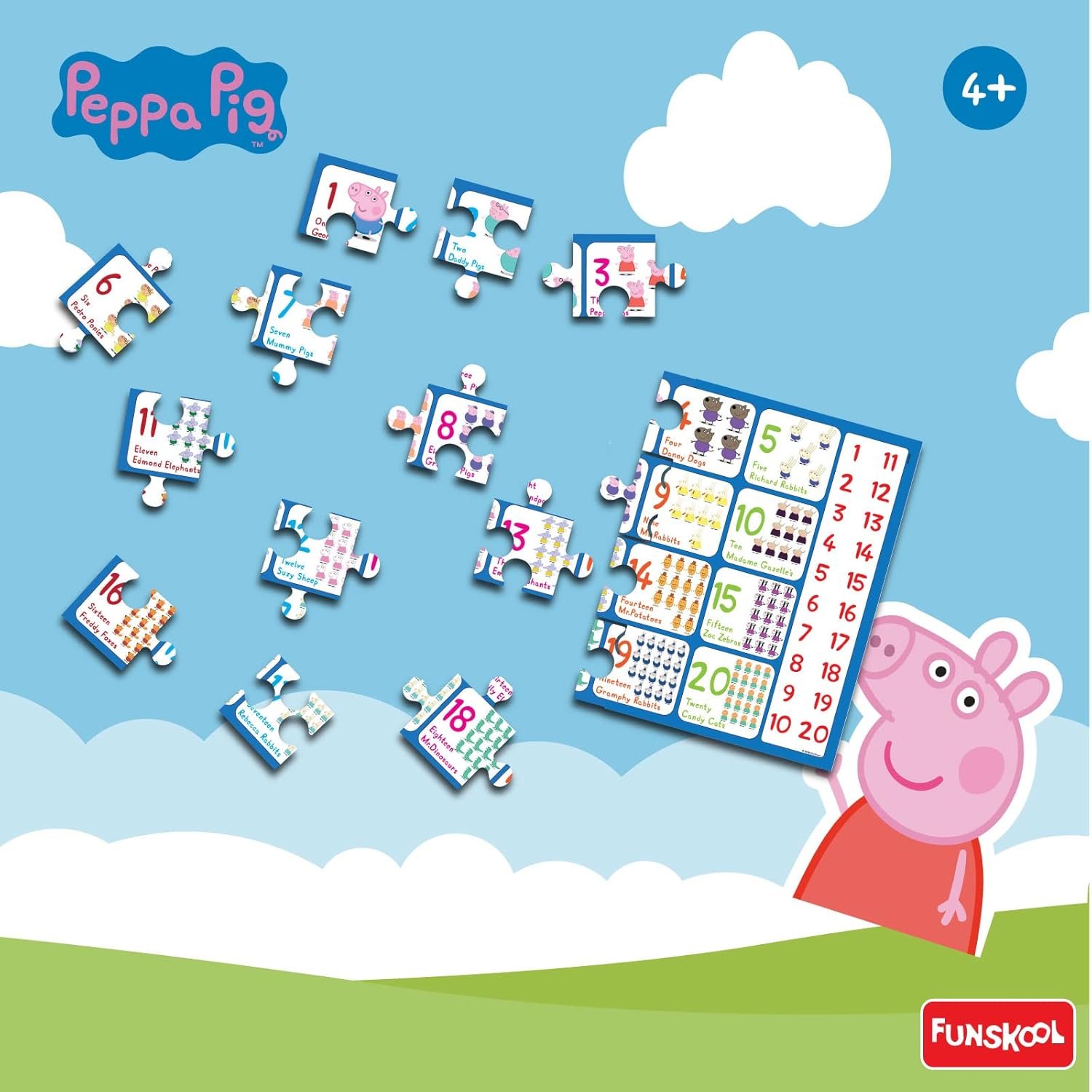 Funskool-Peppa Numbers Puzzle 1-20,Educational,60 Pieces,Puzzle,for 4 Year Old Kids and Above,Toy - Image 4