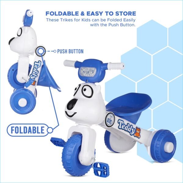 Dash Teddy Foldable Tricycle for Kids 1-3 Years, Baby Cycle With Light and Music (Capacity 20Kg | Blue) - Image 3