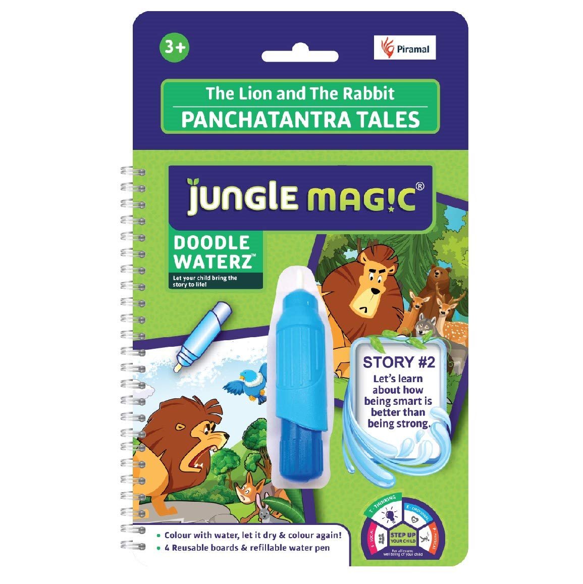 Jungle Magic Metal Doodle Waterz - Reusable I Water Colouring Book - Panchtantra Story I Monkey & Crocodile I Self-Drying With Easy To Hold Water Pen I Educational Toy For Kids - Image 4