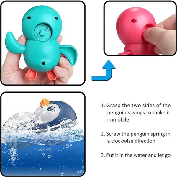 Swimming Bath Toys for Toddlers Kids Cute Floating Wind Up Water Toys for Babies 1 2 3 4 5 Years Boy Girl New Born Baby Bathtub Pool Toys Gift for Baby, Pack - 1 (Penguin, 1) - Image 6