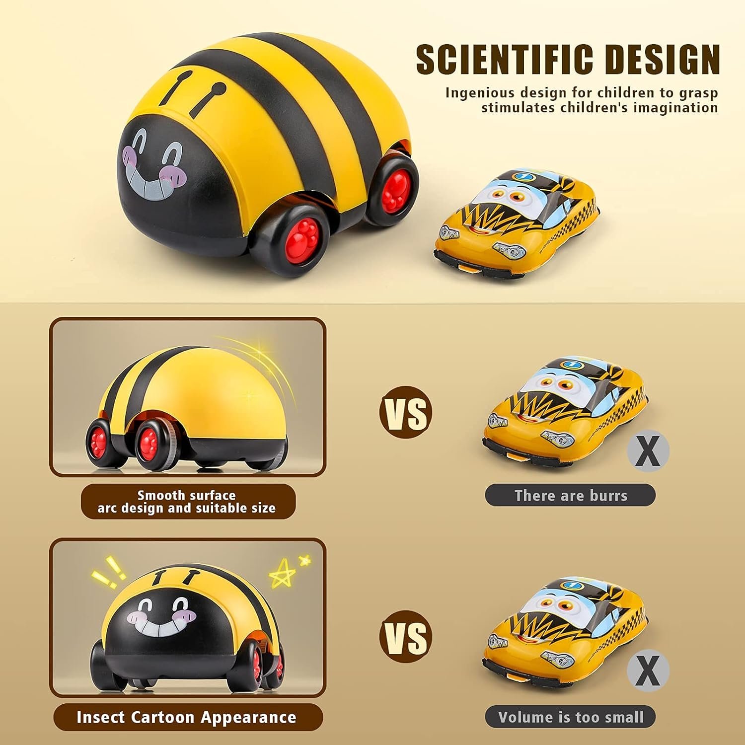Cartoon Toddler Toy Car for 2 3 4 Year Old Boy Toys Cars,Colorful CarsToddler Toys,Friction Powered Vehicle Toddler Toys, Push and Go Back Baby Car Toys Birthday Gift for 3 Years Old Boys Girls Kids - Image 4