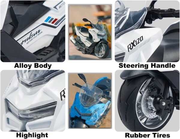 Police Motorcycle Toy - Pull Back Motorcycle Toys, Tiny Gift with Music Lighting, Latte Motorcycles Toy for Kids Boys Age 3-8 Year Old [Multicolor] (PALSAR RX120-Multicolor) - Image 5