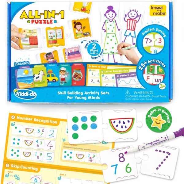 Imagimake - Kiddi-Do All-In-1 Puzzle - Learn 25+ Activities Solving Puzzle Learning & Educational Toys For 3 Years & Above Kids,Multicolor