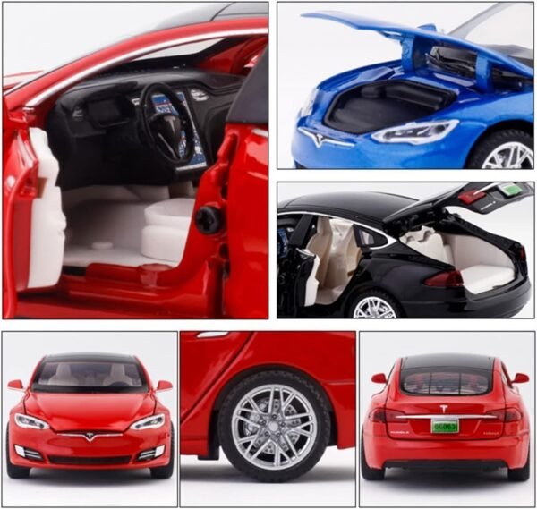 Exclusive 1:32 Diecast Model Alloy Tesla-S Alloy Metal Pull Back with 6 Openable Doors & Sound Light Auto Toy Car for Kids Best Gift Toys for Kids Boys/Colors As Per Stock - Image 2