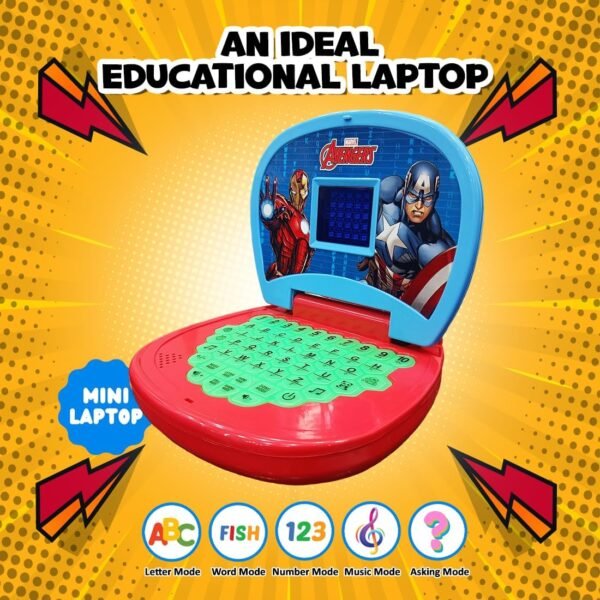 Electronic Learning Kids Computer Toy Baby Laptops for Kids 1 2 3-6 Years Activity Number & Alphabet Charts for Kids Educational Toy with Sound and Music (Red) - Image 4
