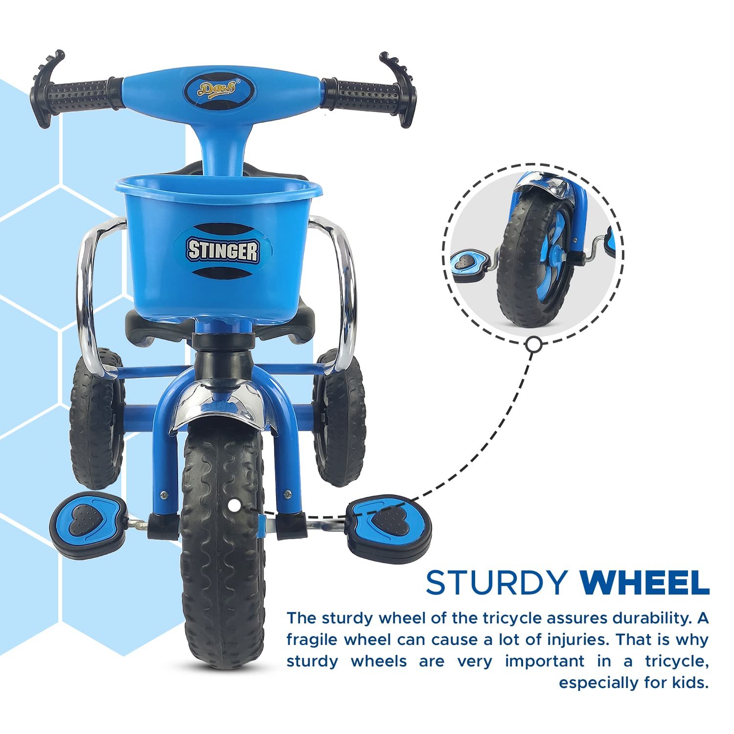 Dash Stinger Tricycle for Kids 3-5 Years, Baby Cycle With Storage Basket and Sipper (Capacity 25kg | Blue) - Image 5