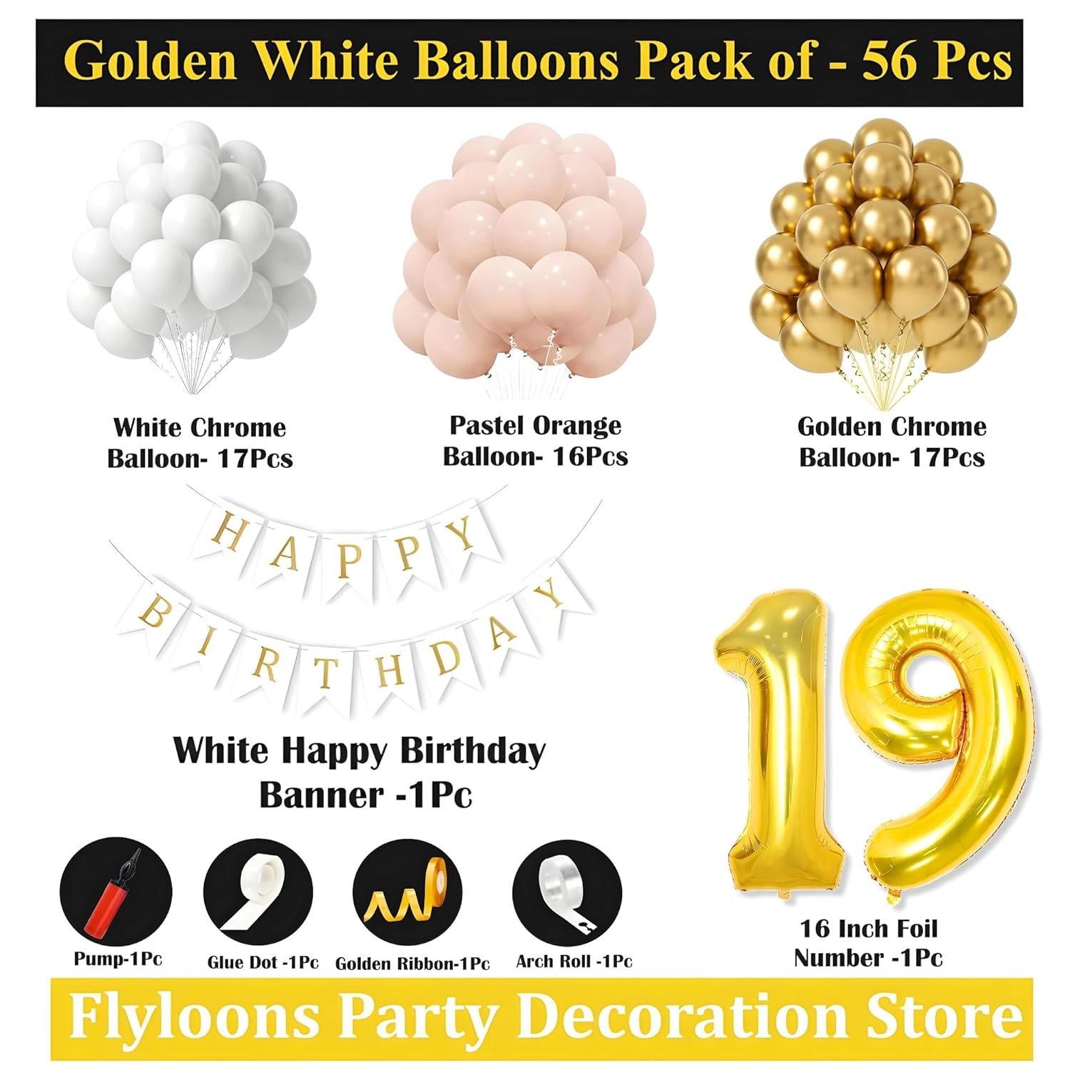 Natural Latex Balloon, Paper Banner 9th Multicolour Birthday Decoration for Boy Girl Kid Men Women|60Pcs Mix Balloons|Gold Cursive Glitter Birthday Banner|BalloonPump|ArchTape|GlueDot - Image 4