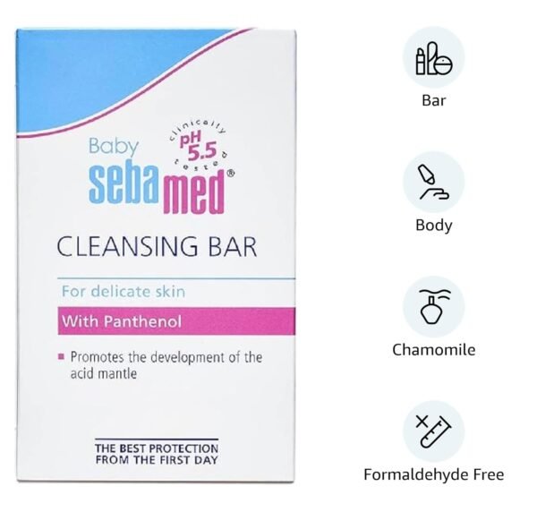 Sebamed Baby Cleansing Bar 150 gm|pH 5.5 |Newborn bathing|Soap Free|Tear Free| - Image 2