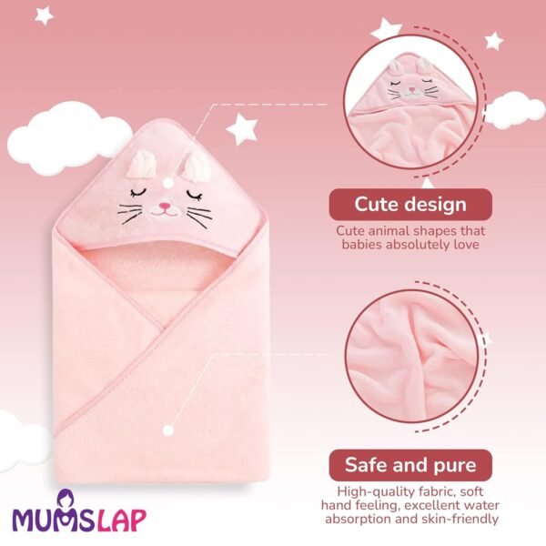 Hooded Baby Towel-Premium Soft Baby Bath Towel for Bathtub for Newborn,Infant-Ultra Absorbent,Natural Baby Stuff Towel for Boys and Girls(Elephant,Bear)(Kitty)|Polyester Blend,300 TC - Image 4