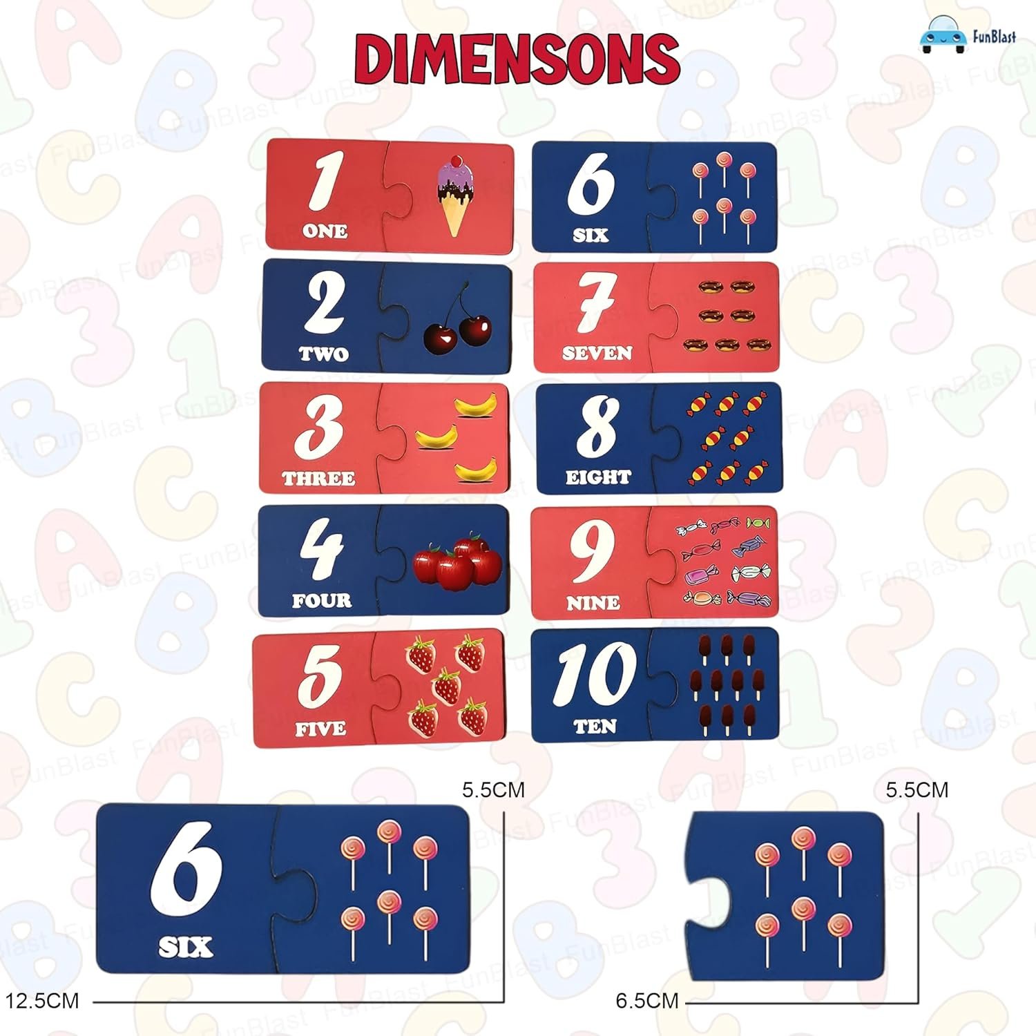 FunBlast Wooden Number Jigsaw Puzzle for Kids Jigsaw Puzzle for Kids of Age 3-5 Years – 24 Pcs (Multicolor) - Image 3