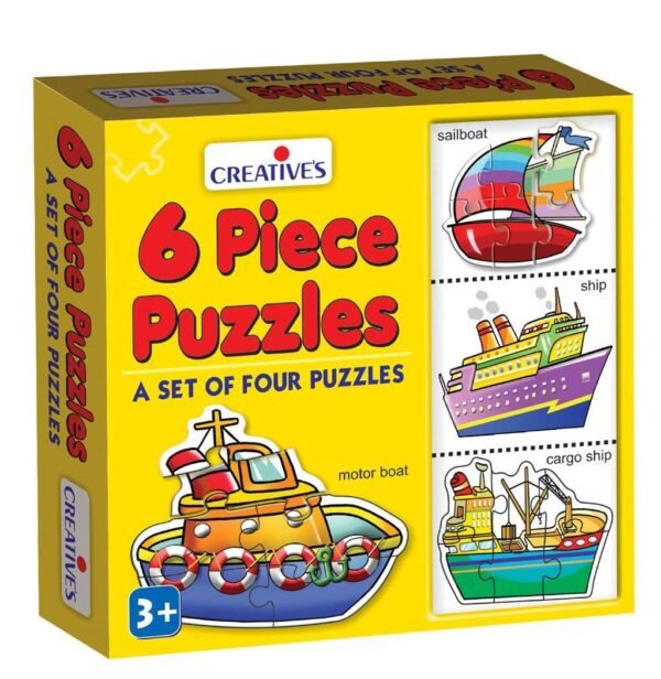 Creative\'s 6 Piece Puzzle | Educational Jigsaw | Fun With Learning Toy Game | Water Transport 6 Piece Puzzles | Knowledge Of Water Transport (Ship, Motor Boat ,Cargo Ship & Sailboat ),Game For Kids 3 & Up - Image 4