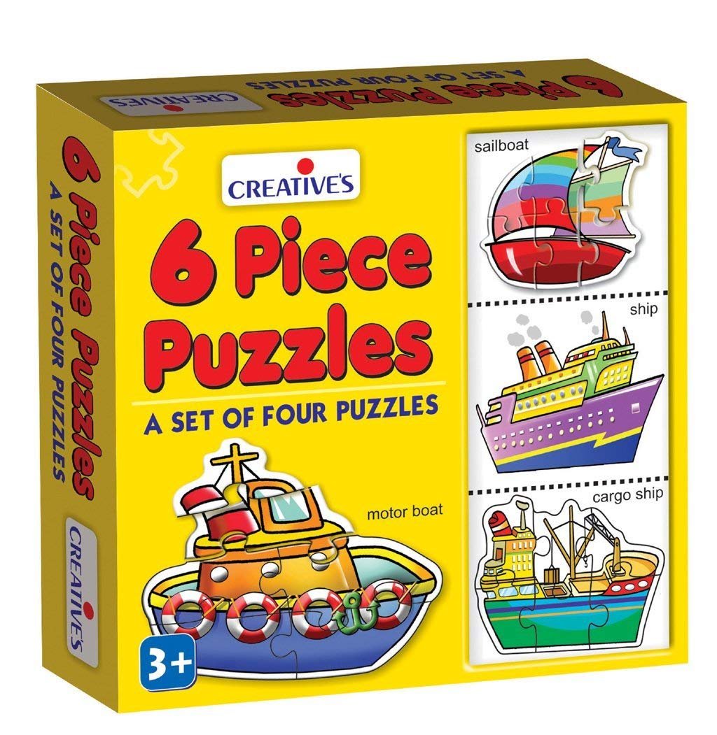 Creative\'s 6 Piece Puzzle | Educational Jigsaw | Fun With Learning Toy Game | Water Transport 6 Piece Puzzles | Knowledge Of Water Transport (Ship, Motor Boat ,Cargo Ship & Sailboat ),Game For Kids 3 & Up - Image 4