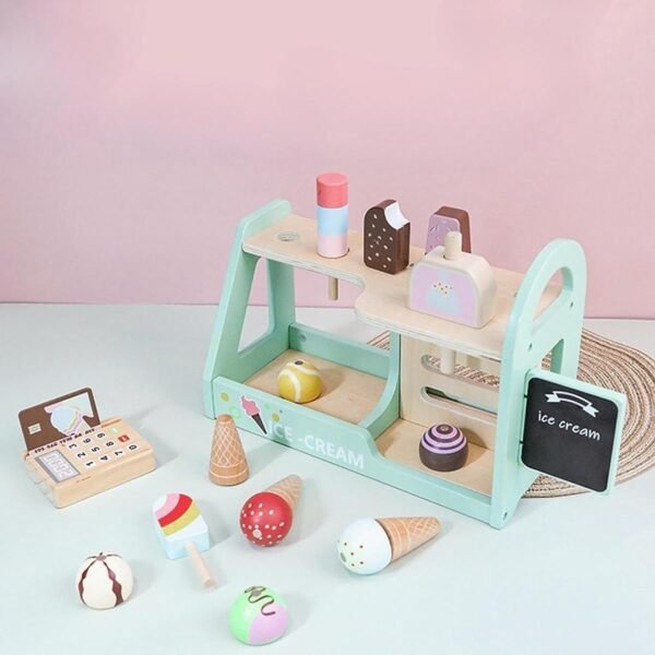 Lr Decor Bazaar Wood Ice Cream Playset Wooden Popsicle Set for Boys Girls 3-8 Year Old Gifts - Image 3