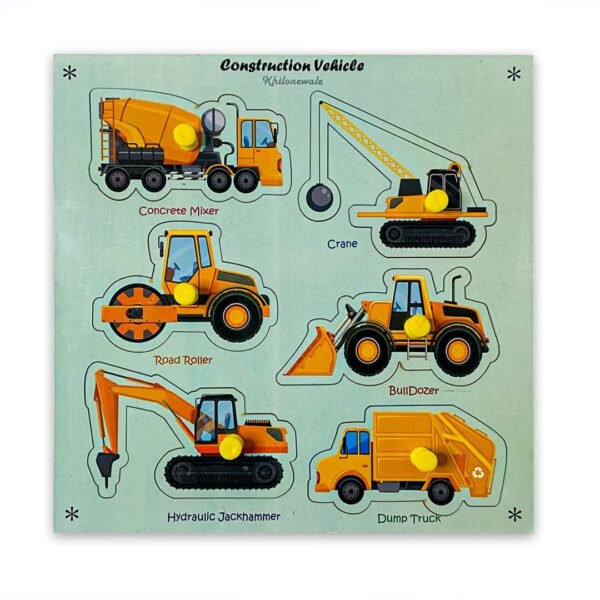 Wooden Cutting Puzzles for Kids Ages 1-5 Years Old, Construction Vehicles Kids Puzzles, Learning Toys Educational Gift for Girls and Boys