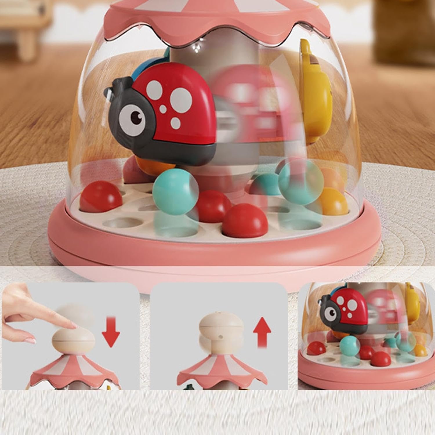 ATORSE™ Baby Press Carousel Toy Lightweight Learning Toys for 0-1 Years Old Children Pink|Baby | Toys for Baby | Developmental Baby Toys - Image 4