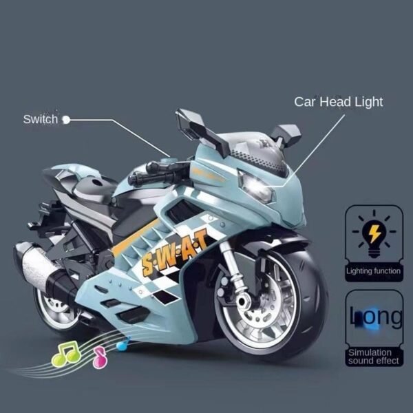 Pull Back Motorcycle Toys, Tiny Gift with Music Lighting, Latte Motorcycles Toy for Kids Boys Age 3-8 Year Old-Pack of 1-Sports Motorcycle Bike - Image 6