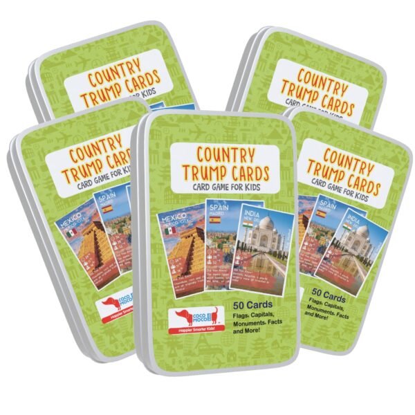 CocoMoco Kids Birthday Return Gifts For Kids Bulk Pack Of 5 Pcs Country Trump Card Game Game Gifts Under 300 For Boys Girls Age 6-8 Yrs 8-12 Years, Learn Flags, Geography Map Educational Learning Toys