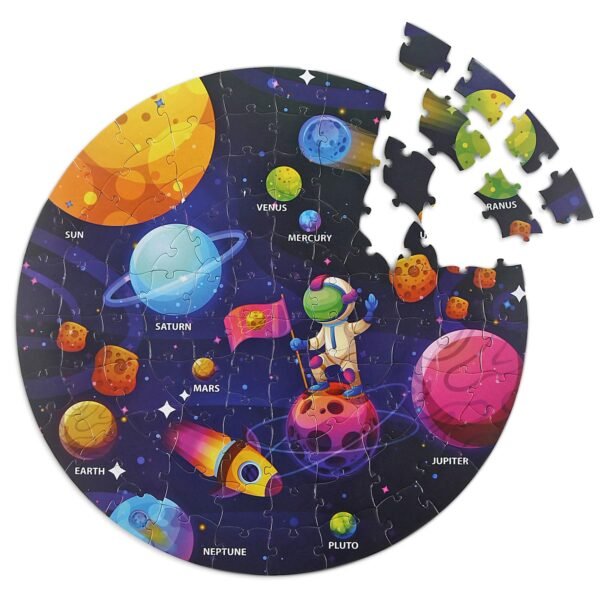Play Nation Premium Space Themed Jigsaw Puzzle for kids, 100 pcs with 14 Flash Cards, kids puzzle for 2-5 years, Fun Learning & Educational Toy and Games for Focus, Memory, Mental Boost, BIS Certified - Image 3