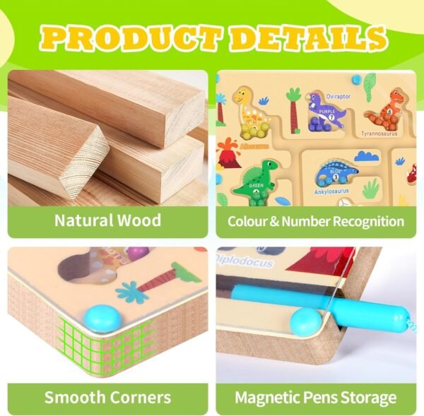 Montessori Toys 3 4 5 6 Years, Wooden Magnetic Maze, Educational Game of Colors and Numbers, Magnetic Toys Fine Motor Skills, Gift for Boys and Girls 3-6 Years Old - Image 4